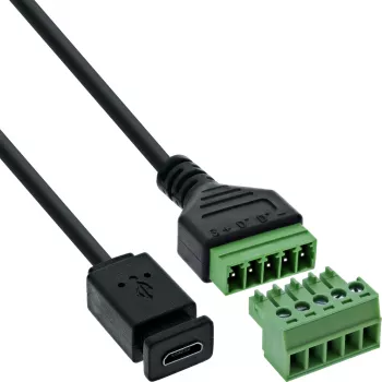 InLine 92504D vadu savienotājs Micro USB / spaiļu bloks, 5-pin, Melns, Zaļš