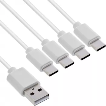 InLine 35146W USB kabelis USB 2.0 0.5 m USB A 4 x USB-C Balts