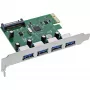 InLine 76666M PCIe USB 3.2 Gen 1 interfeisa karte ar 4 USB-A portiem