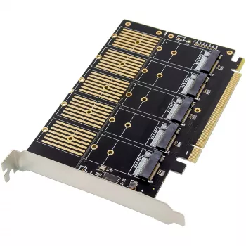 InLine 76619G PCIe x16 interfeisa karte ar 5x M.2 SATA portiem