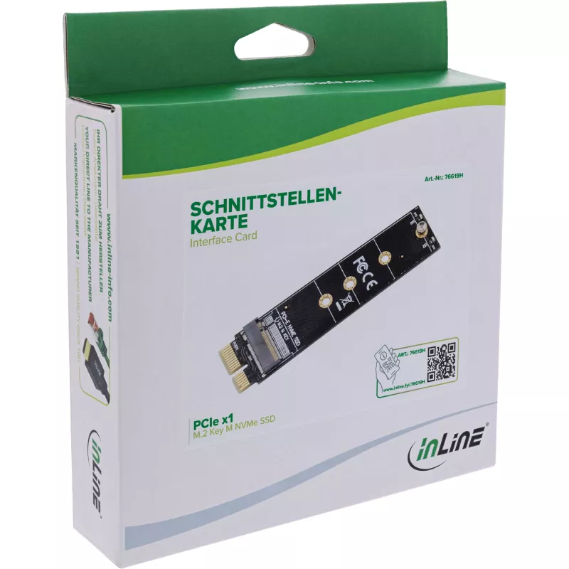 Interfeisa adapteris InLine 76619H – PCIe x1 uz M.2 Key M NVMe