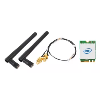 Bezvadu WLAN/Bluetooth komplekts SHUTTLE WLN-M12 ar Intel AX210 M.2 karti, trīsjoslu Wi‑Fi 6E (2,4/5/6 GHz), 2x2, 2400 Mbit/s, ārējām antenām