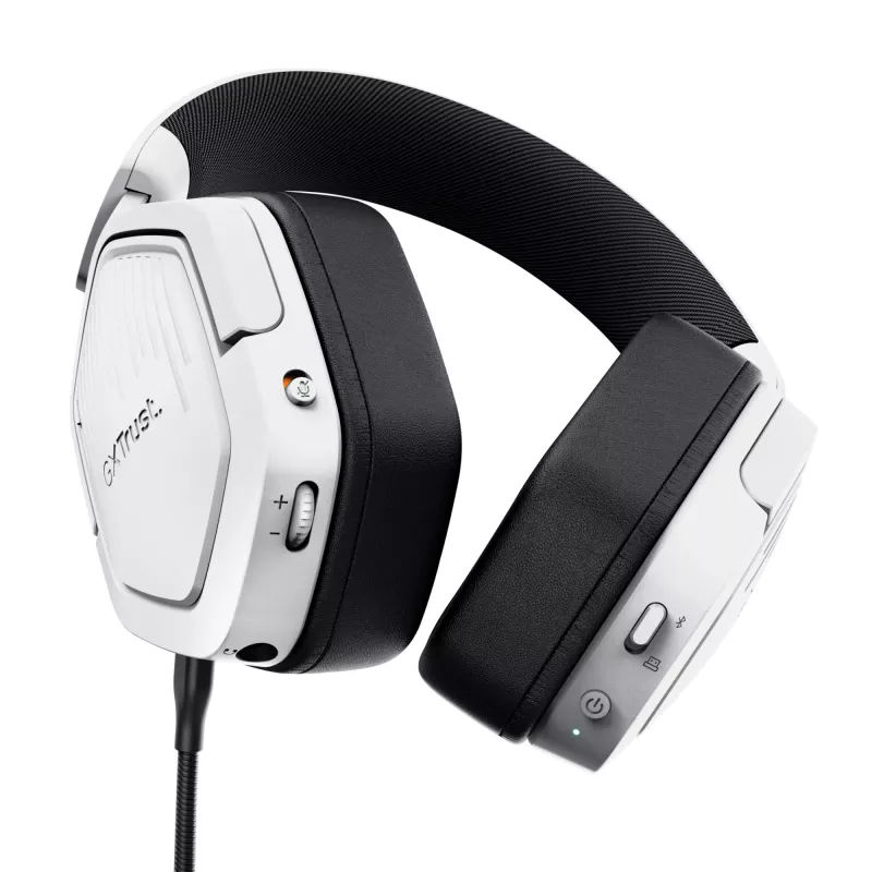 Trust GXT 493W Carus austiņas, vadu un bezvadu, galvas saite, ķivere, spēlēm, USB Type-C / USB Type-A, Bluetooth, balta
