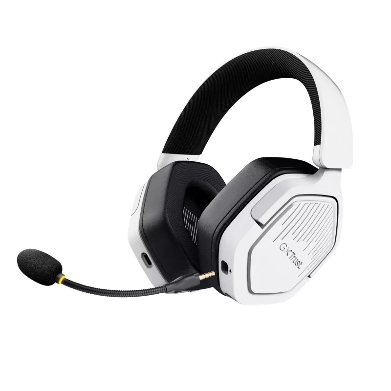 Trust GXT 493W Carus austiņas, vadu un bezvadu, galvas saite, ķivere, spēlēm, USB Type-C / USB Type-A, Bluetooth, balta