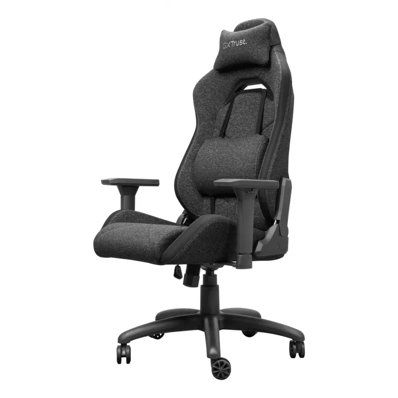 Universāla spēļu krēsla TRUST GXT 723 — polsterēts sēdeklis, max slodze 150 kg, 710×750 mm, augstums līdz 134 cm, pelēks