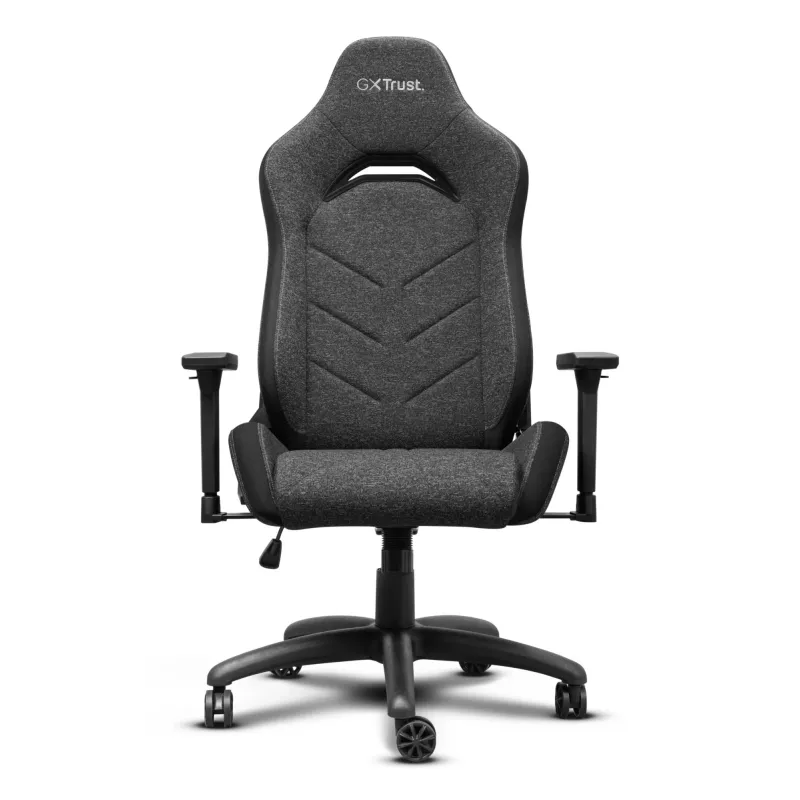 Universāla spēļu krēsla TRUST GXT 723 — polsterēts sēdeklis, max slodze 150 kg, 710×750 mm, augstums līdz 134 cm, pelēks