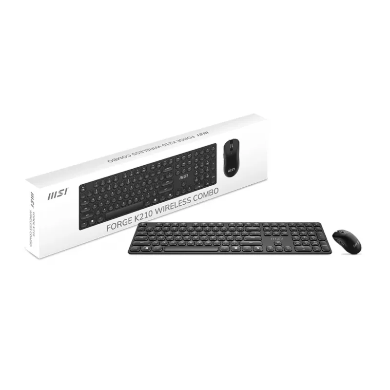 MSI FORGE K210 WIRELESS COMBO bezvadu tastatūras un peles komplekts, melns, USB