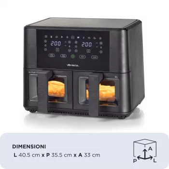 Ariete 4631 Double Air Fryer 9L, 2400W, Divkāršs grozs, Melns