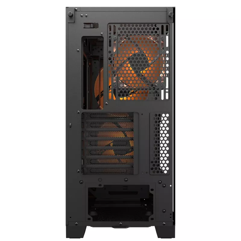 PC Midi Tower korpuss Cougar Airface FLO ARGB, Melns — atbalsta 2x180mm priekšā, 1x120mm aizmugurē, 2.5/3.5 collu diskus, 240×480×509 mm