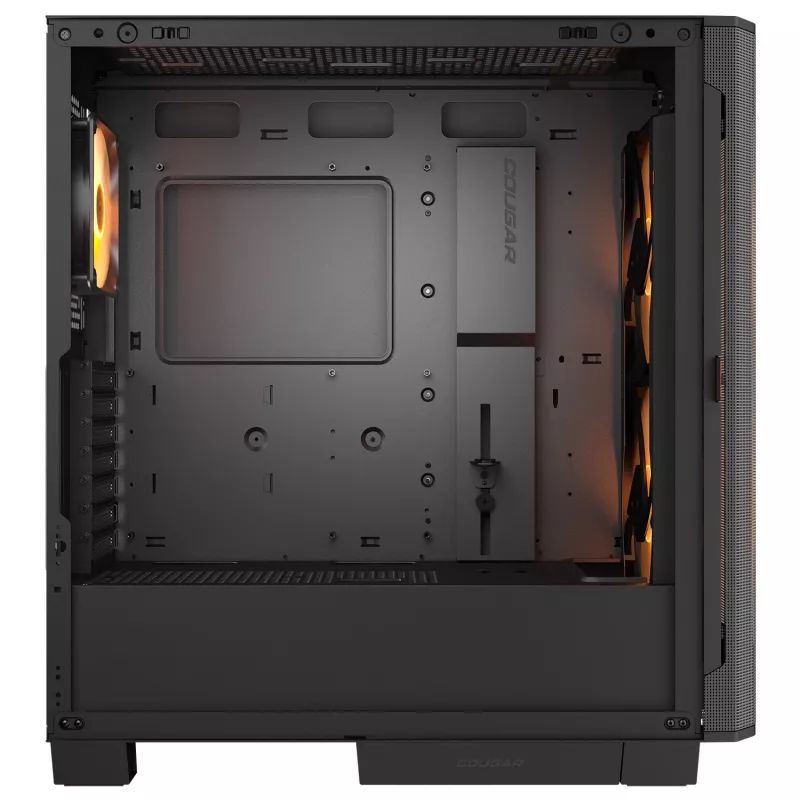 PC Midi Tower korpuss Cougar Airface FLO ARGB, Melns — atbalsta 2x180mm priekšā, 1x120mm aizmugurē, 2.5/3.5 collu diskus, 240×480×509 mm