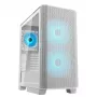 COUGAR PC Midi Tower korpuss Airface FLO ARGB Balts — 2x180mm priekšā, 1x120mm aizmugurē, atbalsta 2.5 collu/3.5 collu HDD, 240×480×509 mm