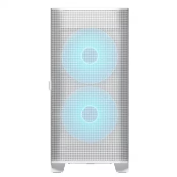 COUGAR PC Midi Tower korpuss Airface FLO ARGB Balts — 2x180mm priekšā, 1x120mm aizmugurē, atbalsta 2.5 collu/3.5 collu HDD, 240×480×509 mm