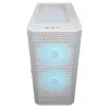 COUGAR PC Midi Tower korpuss Airface FLO ARGB Balts — 2x180mm priekšā, 1x120mm aizmugurē, atbalsta 2.5 collu/3.5 collu HDD, 240×480×509 mm