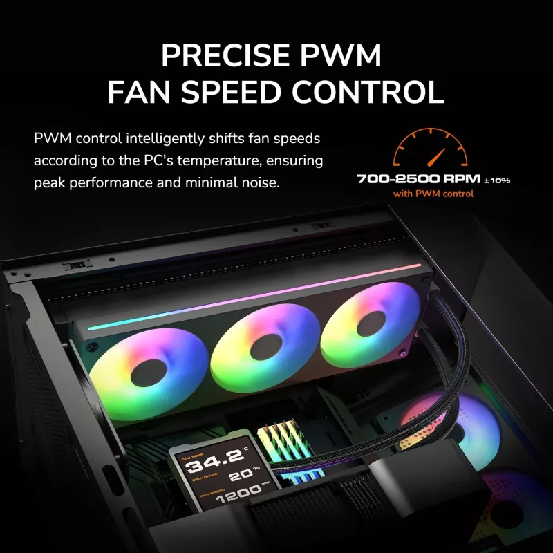 COUGAR Unity240-FB 120mm ARGB PWM priekšējais ventilators (vienotais rāmis, 700–2500 RPM, FDB, 5.4 mmH2O, balts)