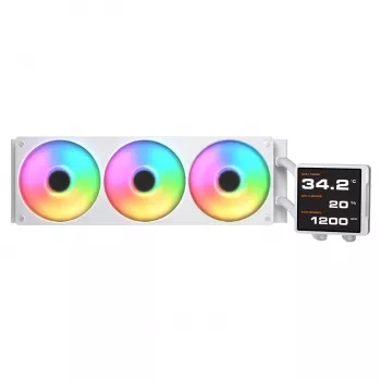 COUGAR Poseidon Vistek Pro 360 — šķidruma dzesēšanas sistēma CPU, 120 mm ventilatori, ARGB, Balts