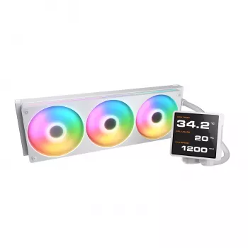 COUGAR Poseidon Vistek Pro 360 — šķidruma dzesēšanas sistēma CPU, 120 mm ventilatori, ARGB, Balts