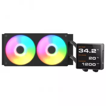 Viss vienā CPU šķidruma dzesētājs Cougar Poseidon Vistek Pro 240, ARGB, 120 mm ventilatori, 700–2500 RPM, Melns