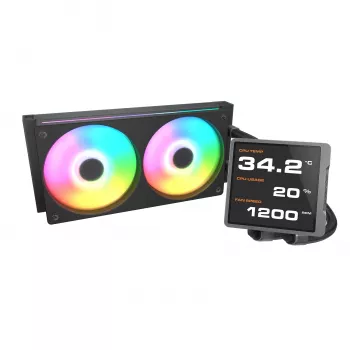 Viss vienā CPU šķidruma dzesētājs Cougar Poseidon Vistek Pro 240, ARGB, 120 mm ventilatori, 700–2500 RPM, Melns