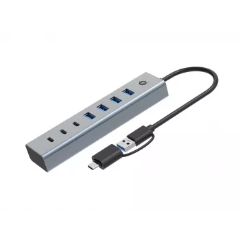 Conceptronic HUBBIES20GP 7 Portu USB 3.0 Hub ar Barošanas Adapteri, 5Gbps, USB-C x 3, USB-A x 4