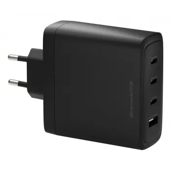 dbramante1928 re-charge IT EU sienas lādētājs — 3× USB-C (140 W) + 1× USB-A, iekštelpām, melns