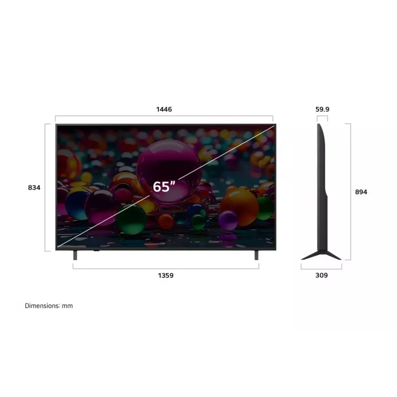 LG UHD AI 65UA75003LA televizors 165.1 cm (65 collas) 4K Ultra HD Smart TV Wi-Fi Melns