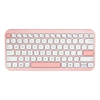 Bezvadu ASUS Marshmallow KW100 75% Bluetooth tastatūra — QWERTZ vācu, šķērveida slēdži, rozā