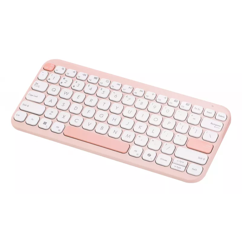 Bezvadu ASUS Marshmallow KW100 75% Bluetooth tastatūra — QWERTZ vācu, šķērveida slēdži, rozā