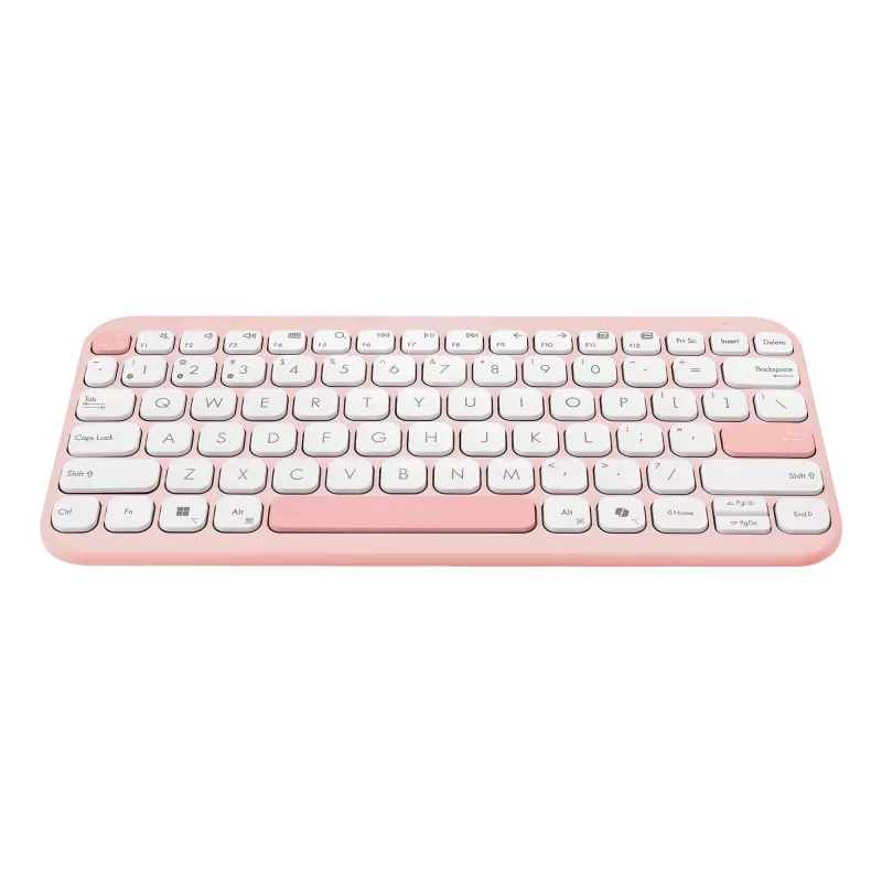 Bezvadu ASUS Marshmallow KW100 75% Bluetooth tastatūra — QWERTZ vācu, šķērveida slēdži, rozā