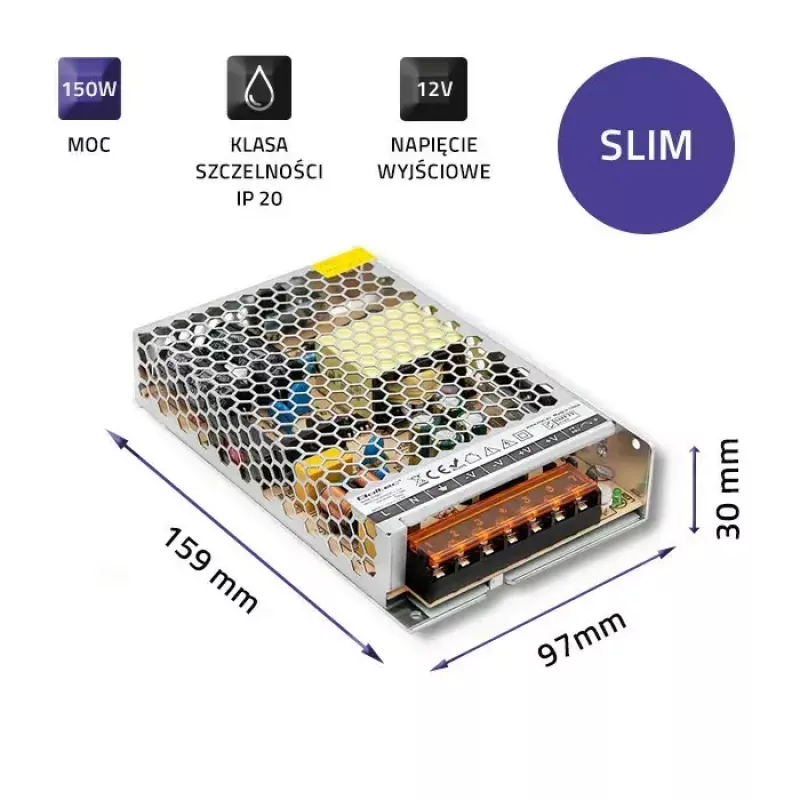 LED draiveris QOLTEC 50967, pastāvīgs spriegums/pastāvīga strāva, IP20, 150W