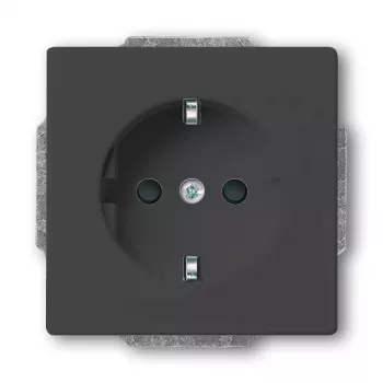Iekšējā kontaktligzda CEE 7/3 Busch-Jaeger 2013-0-5265, 2P+E, 250V/16A, melna, 71×41 mm