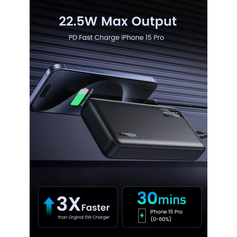 Ugreen 25683 Power Bank 20000 mAh Melns