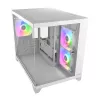 Mini Tornis PC Korpuss Cougar FV150 ARGB Balts — Micro-ATX / Mini-ITX, sānu logs, 2x120mm + 1x120mm ventilatori, 2.5 collu un 3.5 collu sloti