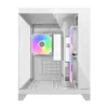 Mini Tornis PC Korpuss Cougar FV150 ARGB Balts — Micro-ATX / Mini-ITX, sānu logs, 2x120mm + 1x120mm ventilatori, 2.5 collu un 3.5 collu sloti