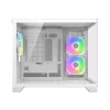 Mini Tornis PC Korpuss Cougar FV150 ARGB Balts — Micro-ATX / Mini-ITX, sānu logs, 2x120mm + 1x120mm ventilatori, 2.5 collu un 3.5 collu sloti