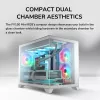 Mini Tornis PC Korpuss Cougar FV150 ARGB Balts — Micro-ATX / Mini-ITX, sānu logs, 2x120mm + 1x120mm ventilatori, 2.5 collu un 3.5 collu sloti