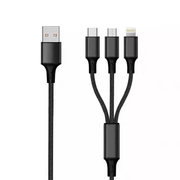 USB kabelis 2GO 797154 3m USB B USB-C/Micro-USB B/Lightning Melns