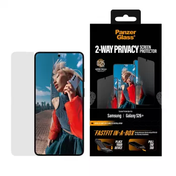 Aizsargplēve PanzerGlass 2-Way Privacy Samsung New Galaxy S 2026 Plus — Ultra-Wide PET ar FASTFIT