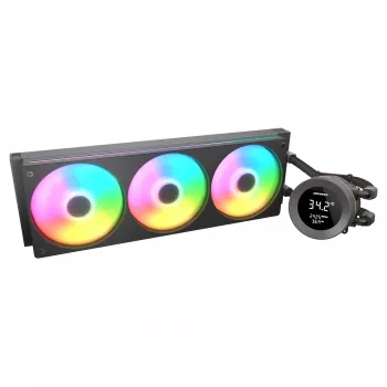 All-in-one šķidruma CPU dzesētājs Cougar Poseidon Vistek 360, ARGB, 120mm ventilatori, 700–2500 RPM, Melns