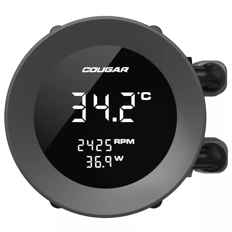 All-in-one šķidruma CPU dzesētājs Cougar Poseidon Vistek 360, ARGB, 120mm ventilatori, 700–2500 RPM, Melns