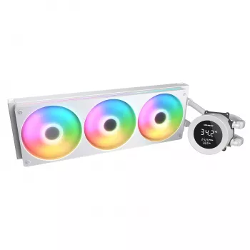 Dzesētājs CPU šķidrais Cougar Poseidon Vistek 360, ARGB, 120 mm ventilatori, Balts, atbalsta LGA1700/AM5