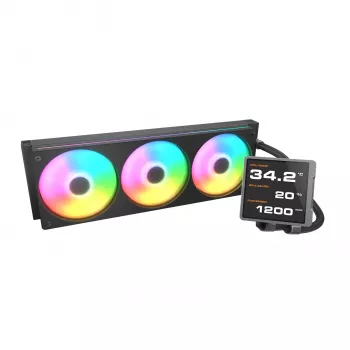 Viss vienā CPU šķidruma dzesētājs Cougar Poseidon Vistek Pro 360, ARGB, 120 mm ventilatori, Melns, daudzligzdu atbalsts