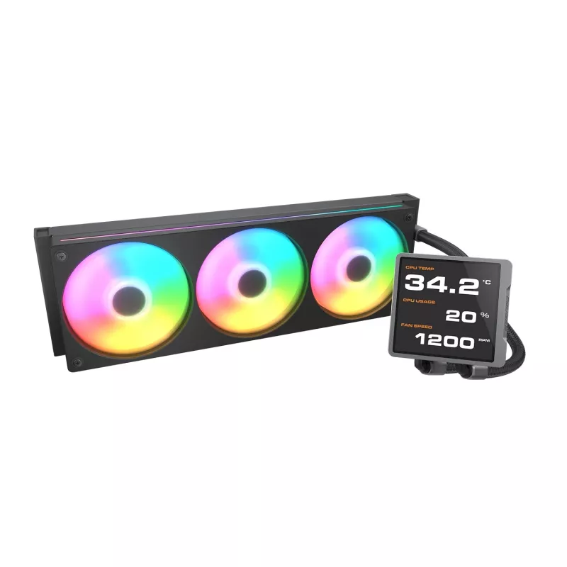Viss vienā CPU šķidruma dzesētājs Cougar Poseidon Vistek Pro 360, ARGB, 120 mm ventilatori, Melns, daudzligzdu atbalsts