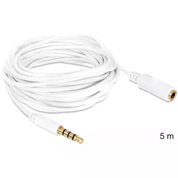 Audio pagarinājuma kabelis DeLOCK 3.5mm 5m Balts