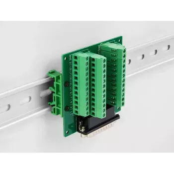 DeLOCK D-Sub HD 44 kontaktu vīrišķais uz spaiļu bloku DIN sliedei 84x86x30mm