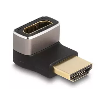 DeLOCK HDMI Adapter tēviņš-mātīte 90° uz leju 8K 60 Hz pelēks metāls