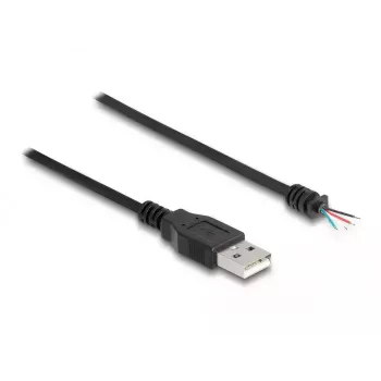 DeLOCK USB 2.0 Type-A vīrietis uz 4 atvērtiem vadiem 1 m melns