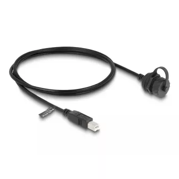 DeLOCK USB 2.0 pagarinājuma kabelis Type-B vīriešu–sieviešu 1m IP68 ūdensizturīgs melns