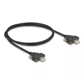 USB 2.0 kabelis, A tipa tēviņš-tēviņš, DeLOCK, 1 m, melns, 0.48 Gbit/s