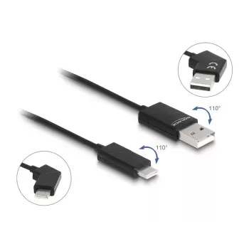 DeLOCK USB 2.0 kabelis USB-A vīriešu ligzda uz USB-C vīriešu ligzdu, grozāms, 60W, 1.2m