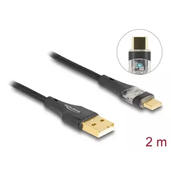 DeLOCK USB 2.0 kabelis Type-A vīrišķais uz Type-C vīrišķais 60W 2m